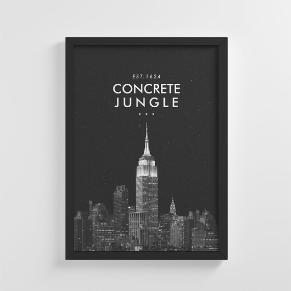 Concrete Jungle Night City Frameless Poster Illustration Art Print Stylish Home Decoration Wall Art Nursery Decor Living Room Ic87