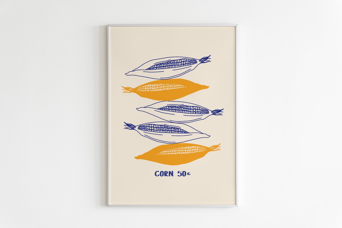 Corn Art Print, Kitchen Vegetable Poster