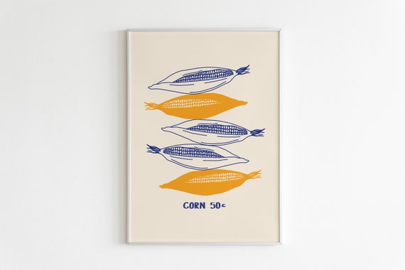Corn Art Print, Kitchen Vegetable Poster
