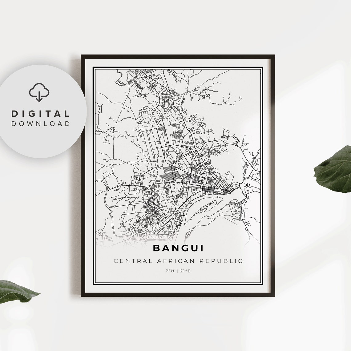 Bangui Central African Republic Minimalist City Map Art Poster