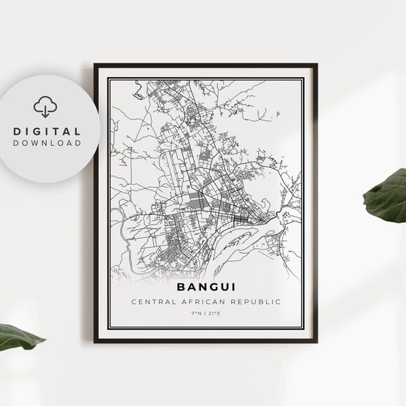 Bangui Map Print Central African Republic Art Poster Car Africa City Street Road Np866
