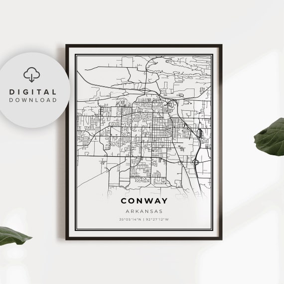 Conway Map Print Arkansas Ar Usa Art Poster City Street Road Wall Np315