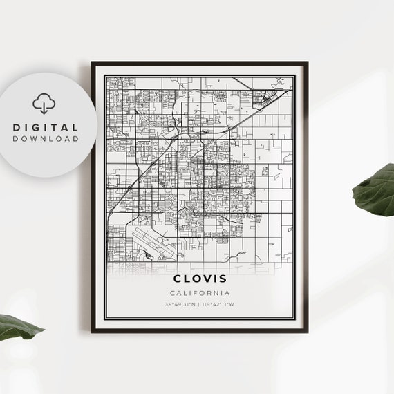 Clovis Map Print Ca Usa Art Poster City Street Road Np5