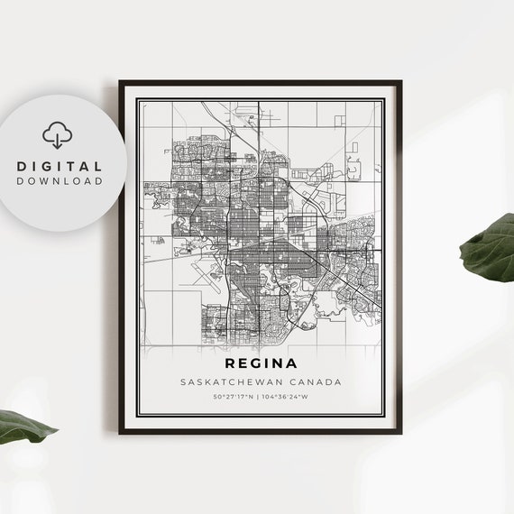 Regina Map Print Saskatchewan Sk Canada Art Poster City Street Road Gift Ideas Np444