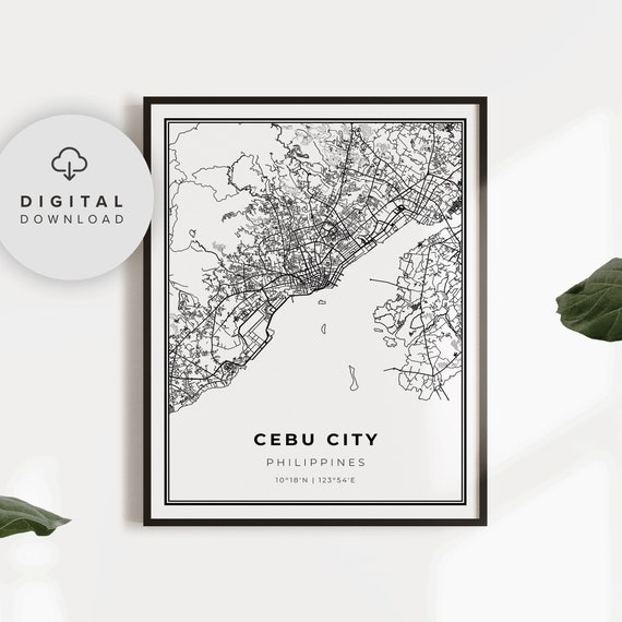 Cebu City Map Print Philippines Art Poster Street Road Artwork Gift Home Np417