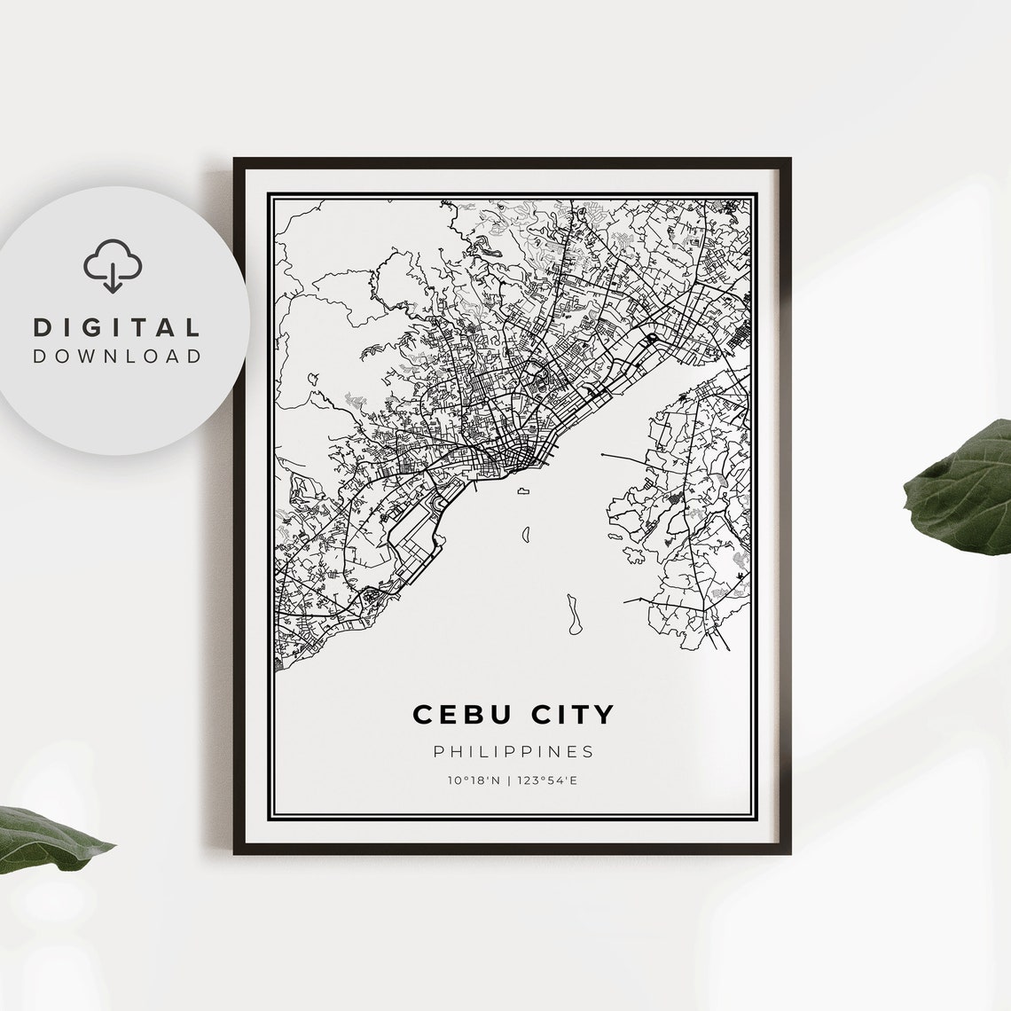 Cebu City Map Print Philippines Art Poster Street Road Artwork Gift Home Np417