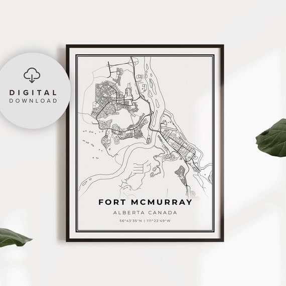Fort Mcmurray Map Print Alberta Ab Canada Art Poster City Street Road Np863