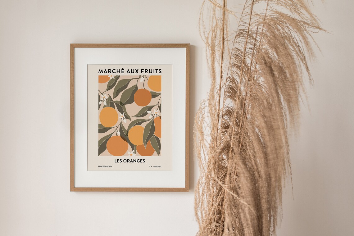 Oranges Fruit Market Abstract Botanical Art Print - Image 2