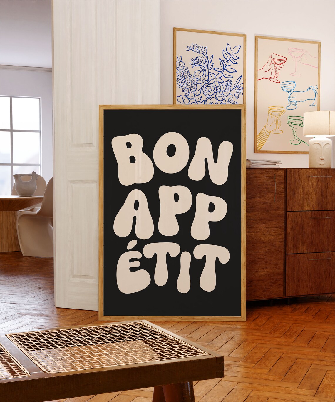 Bon Appetit Typography Poster, Kitchen Wall Decor