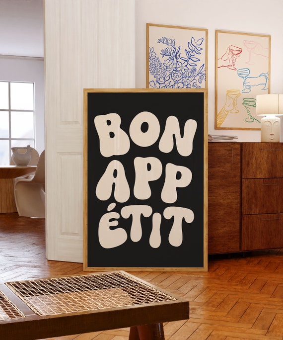 Bon Appetit Typography Poster, Kitchen Wall Decor