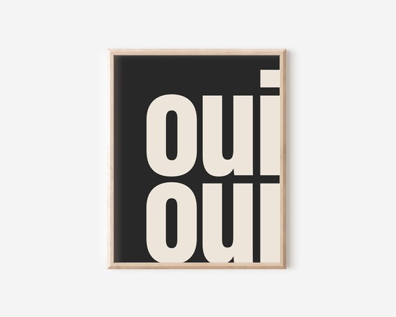 Oui Oui Typography Poster, French Retro Travel Art