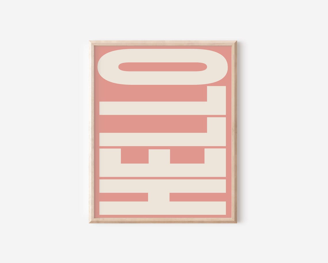 Hello Bold Retro Greeting Typography Dusty Rose Pink Wall Poster