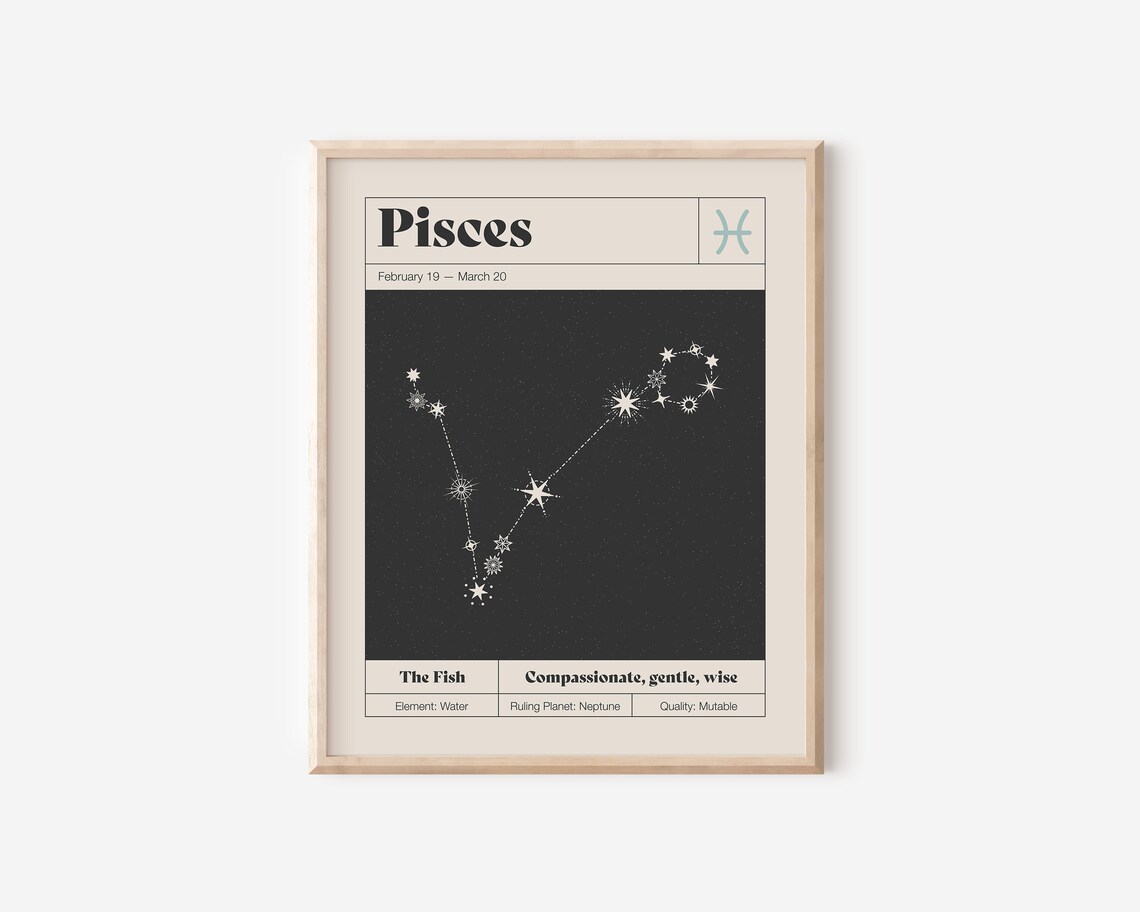 Pisces Star Constellation Art Print, Zodiac Decor - Image 2