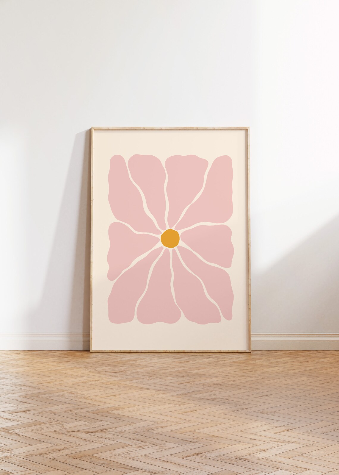 Retro Abstract Flower Art Print, 70s Floral Artwork