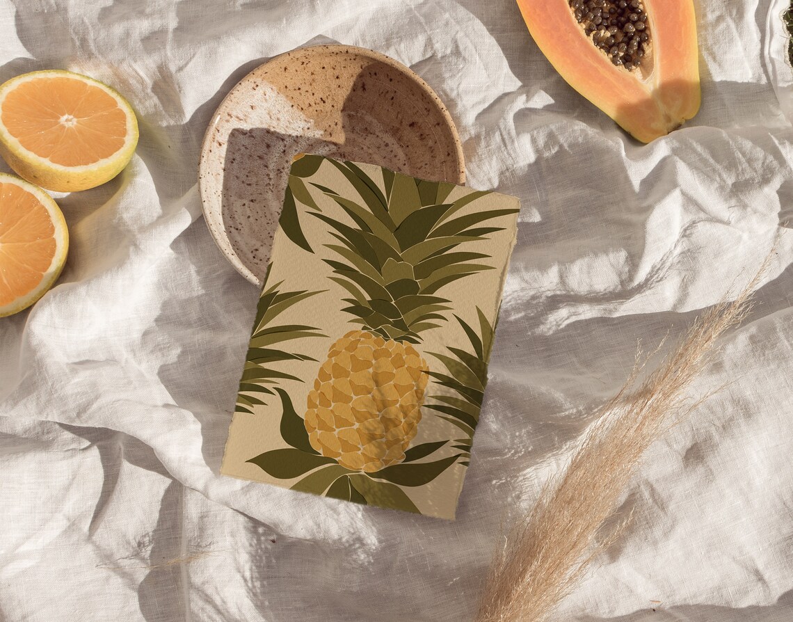 Pineapples Print, Abstract Botanical Kitchen Art - Image 2