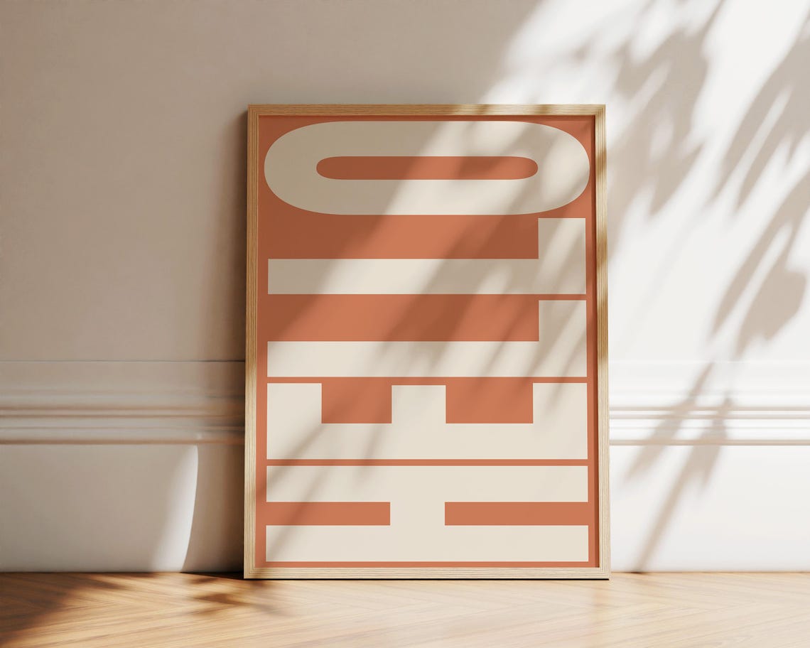 Hello Bold Retro Greeting Typography Terracotta Orange Wall Poster