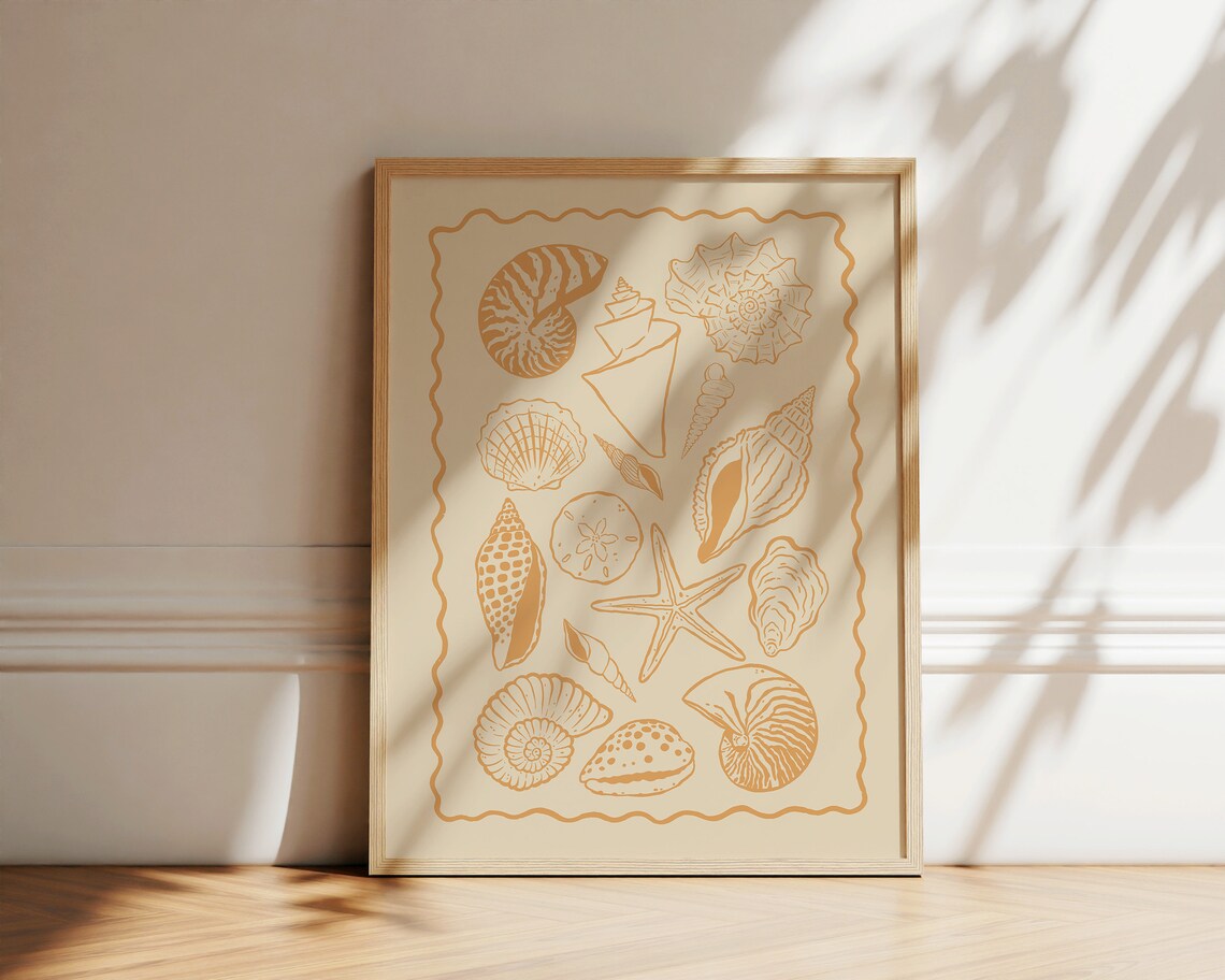 Seashells Art Print, Boho Coastal Line Art - Image 3