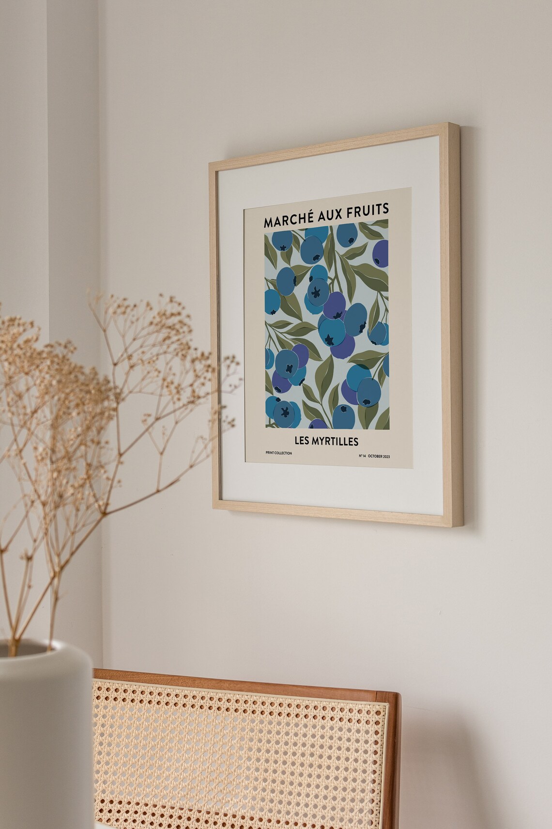 Blueberries Print, Boho Botanical Kitchen Art - Image 3