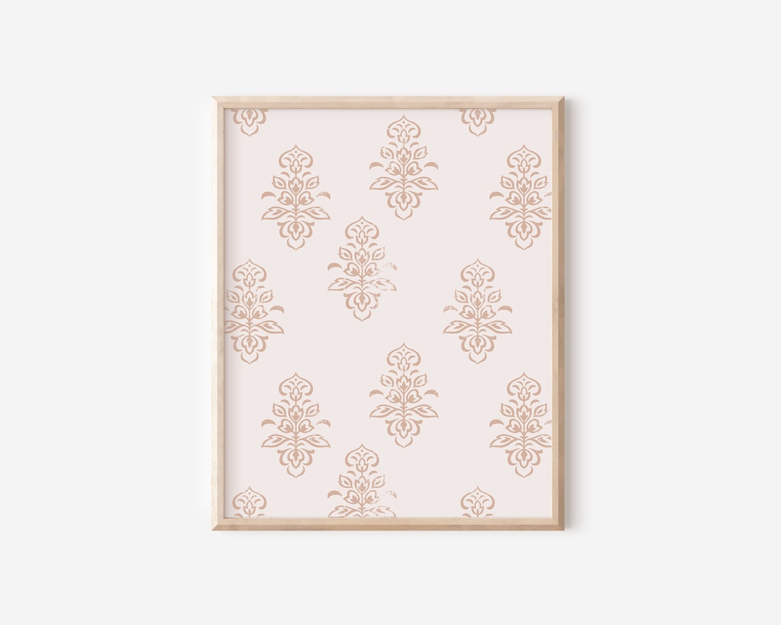 Boho Block Print Pattern Art Print, Modern Woodblock