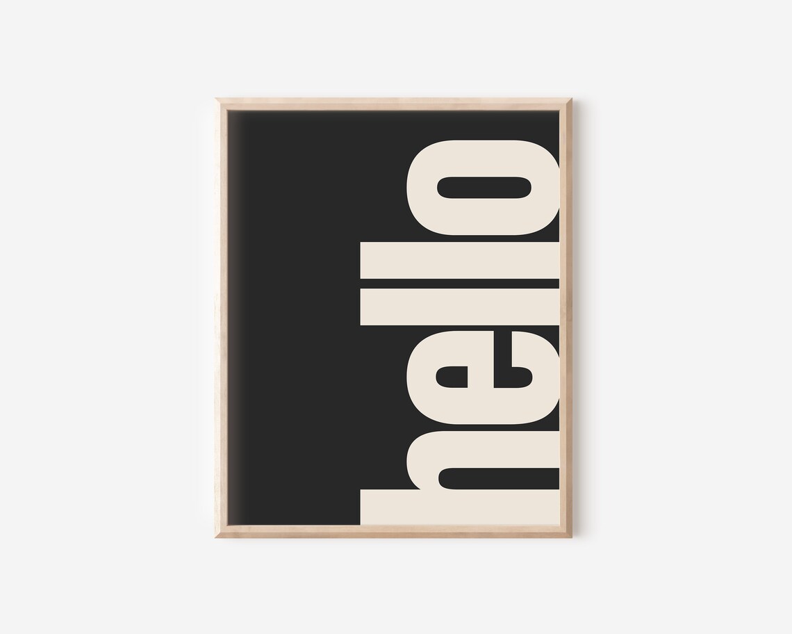Hello Typography Poster, Retro Neutral Art Print - Image 2