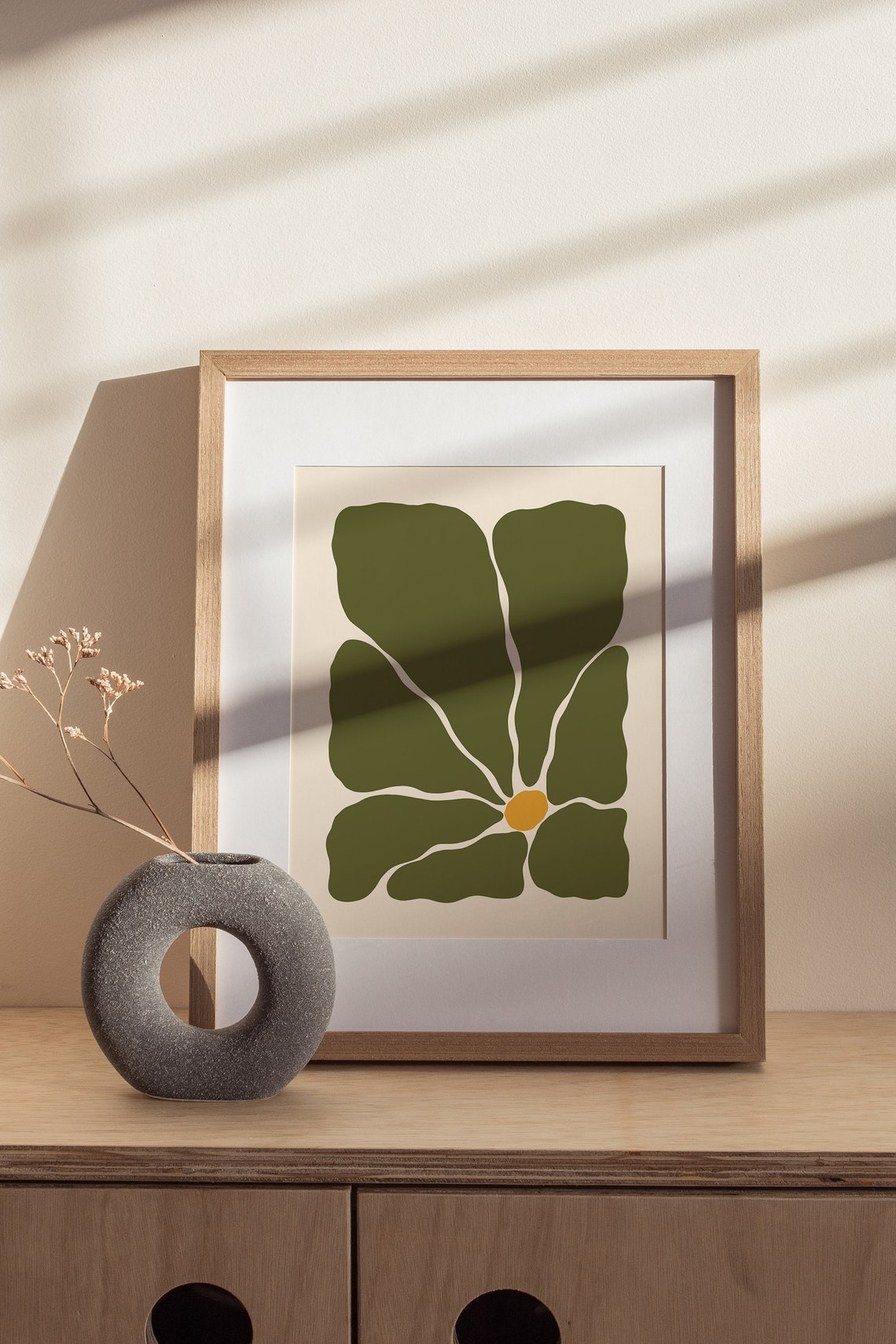 Retro Green Flower Abstract Botanical Mid Century Modern Art Poster - Image 3