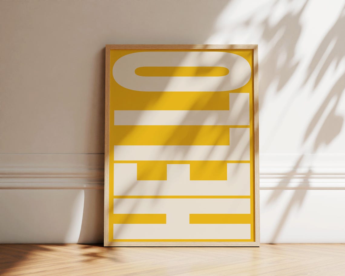 Hello Bold Retro Greeting Typography Mustard Yellow Wall Poster