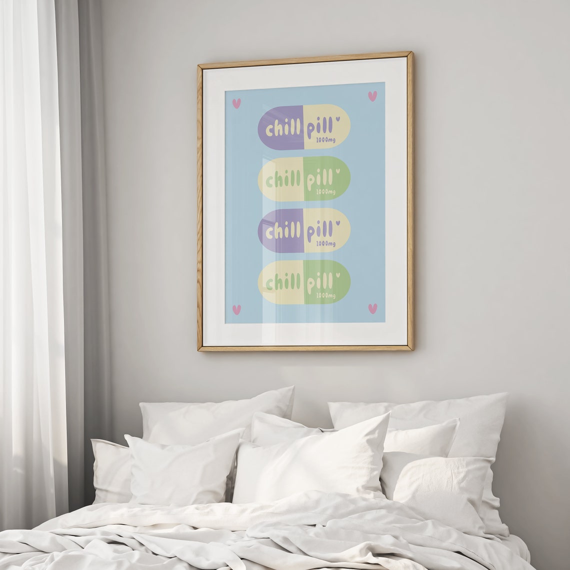Chill Pill 1000mg Pastel Capsule Funky Retro Pill Quote Art Poster - Image 2