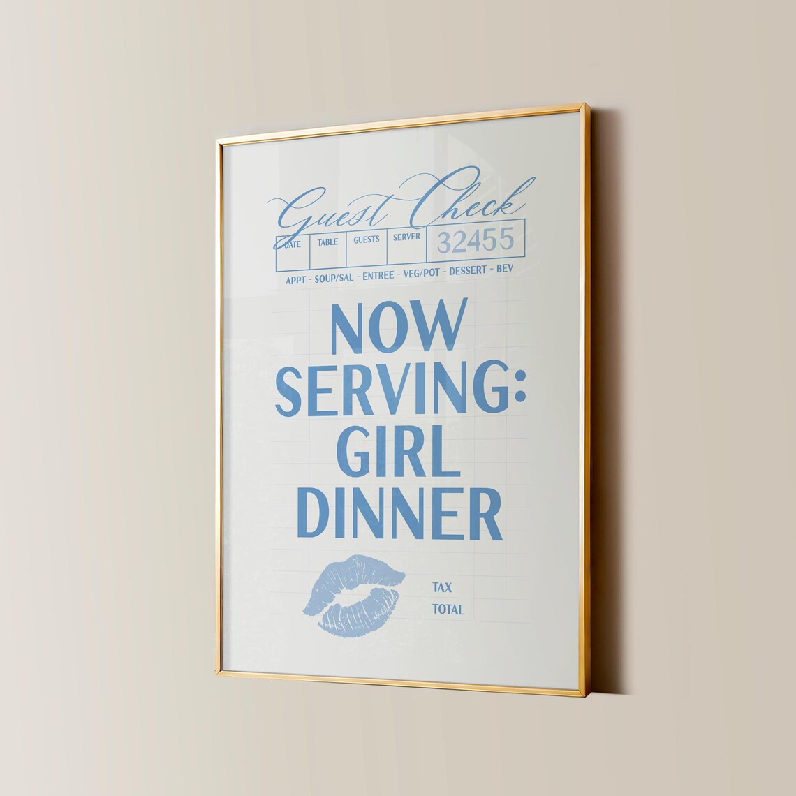 Girl Dinner Retro Kitchen Decor Art Print