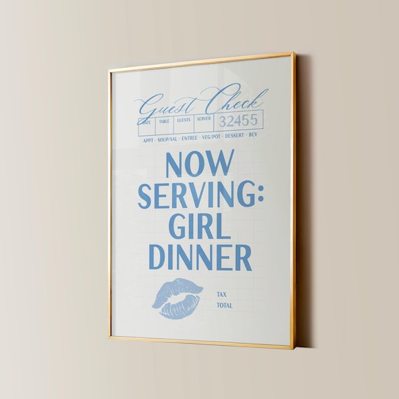 Girl Dinner Retro Kitchen Decor Art Print