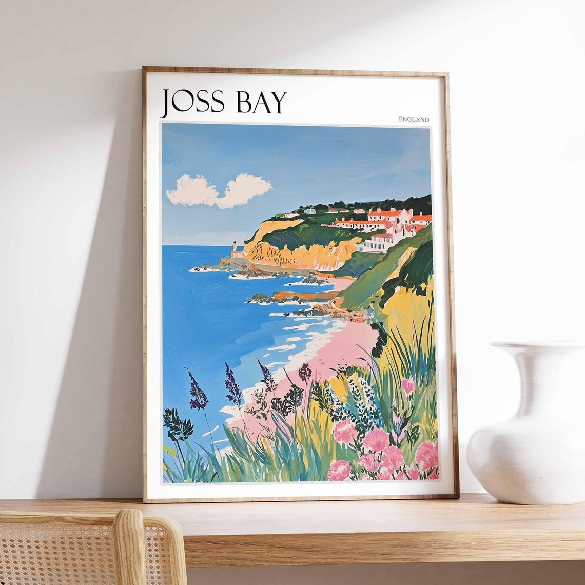 Joss Bay England Wildflower Cliff Path Turquoise Bay View Poster