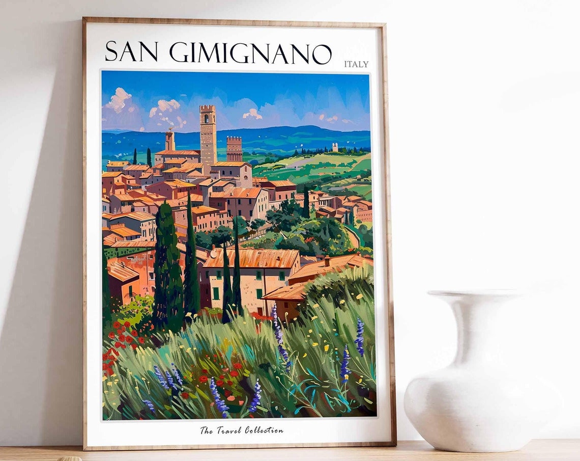 San Gimignano Poster Italy Travel Print Italian Decor Europe Travel Poster San Gimignano Gift San Gimignano Travel Poster
