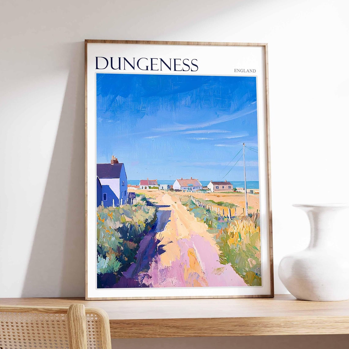 Dungeness England Impressionist Seaside Cottage Road Scene Poster