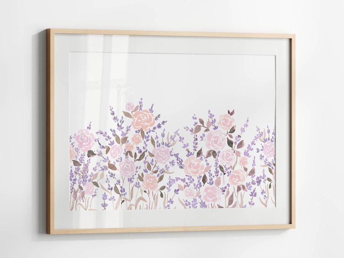 Lavender Watercolor Print, Soft Lilac Floral Poster