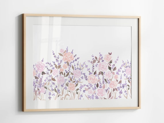 Lavender Watercolor Print, Soft Lilac Floral Poster