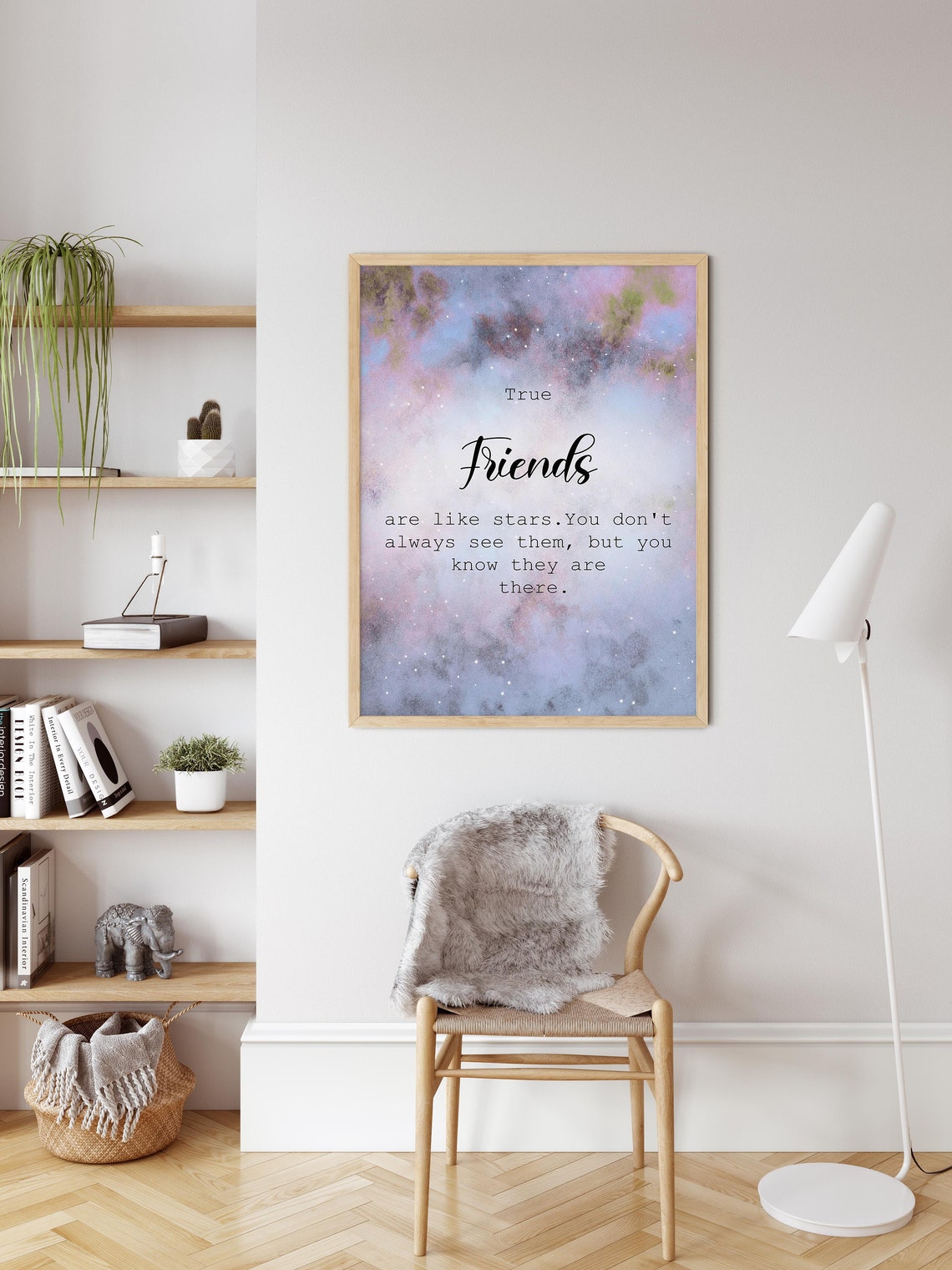 True Friends Are Like Stars Galaxy Friendship Quote Art Poster - Image 2
