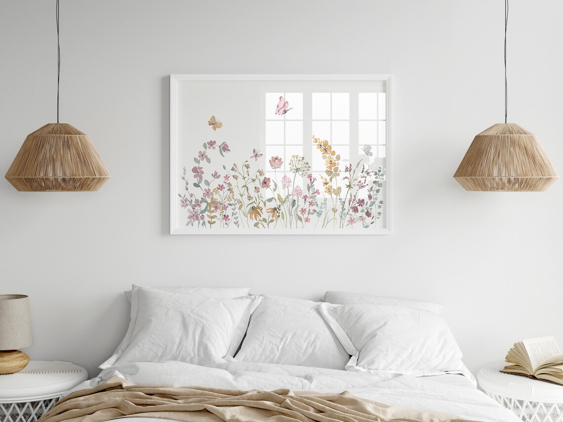 Watercolor Wildflower Butterfly Boho Nursery Art Print - Image 3