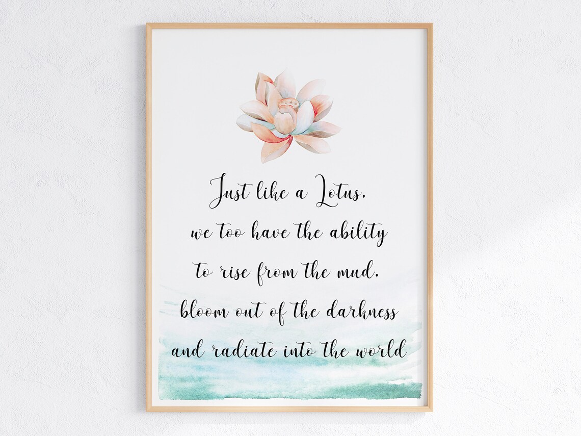 Just Like A Lotus Quote Poster, Zen Watercolor Art - Image 3