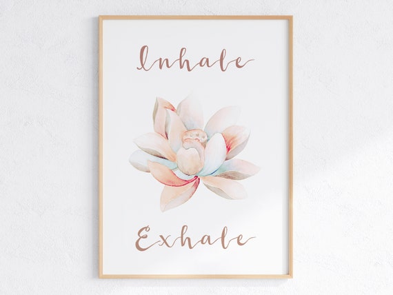 Inhale Exhale Lotus Flower Yoga Quote Poster Art