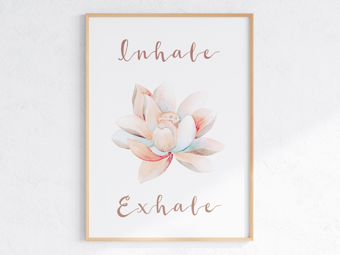 Inhale Exhale Lotus Flower Yoga Quote Poster Art