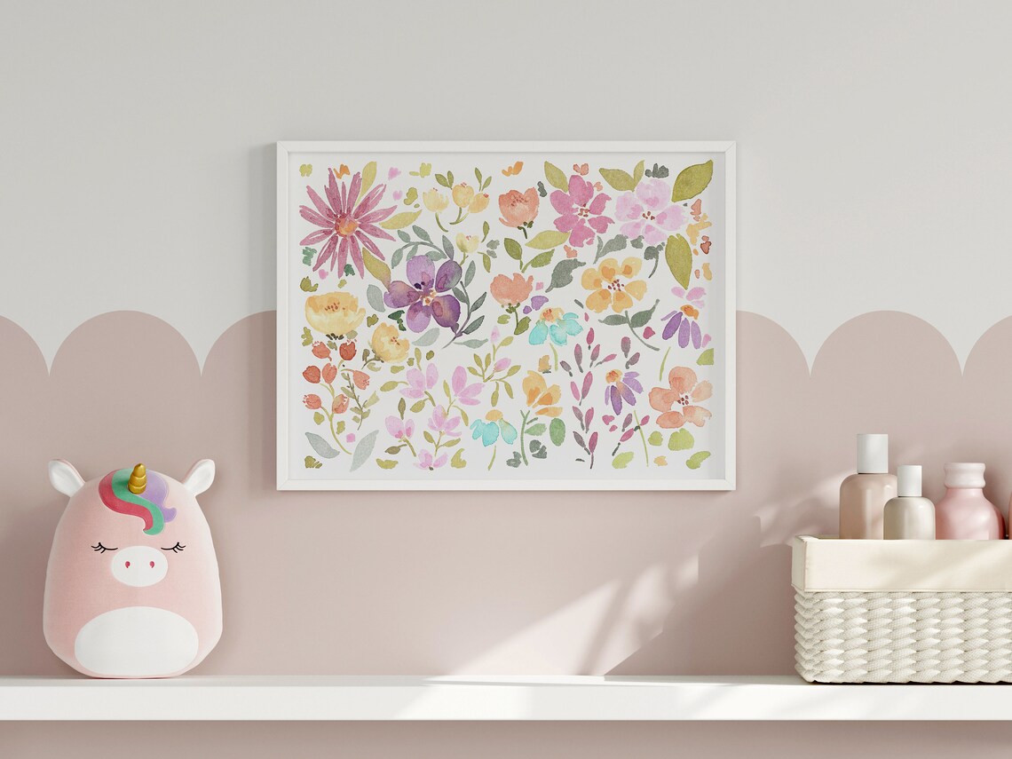 Colorful Flower Print, Bright Wildflower Watercolor - Image 2