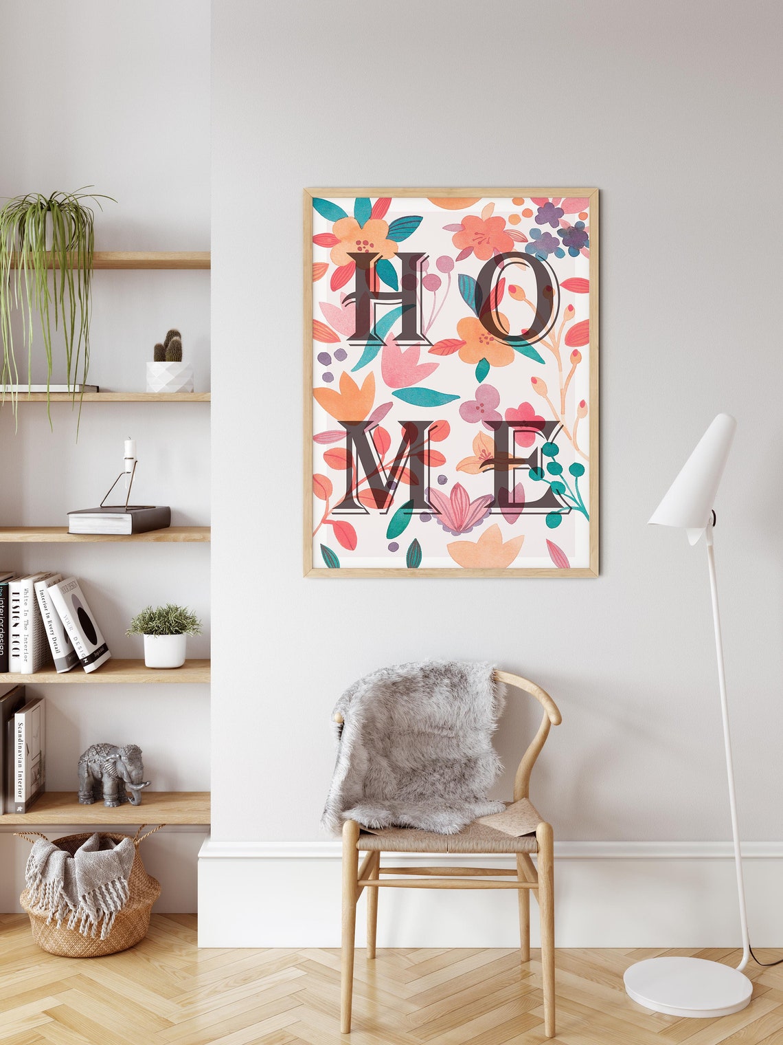 Floral HOME Lettering Poster with Colorful Botanical Pattern - Image 3