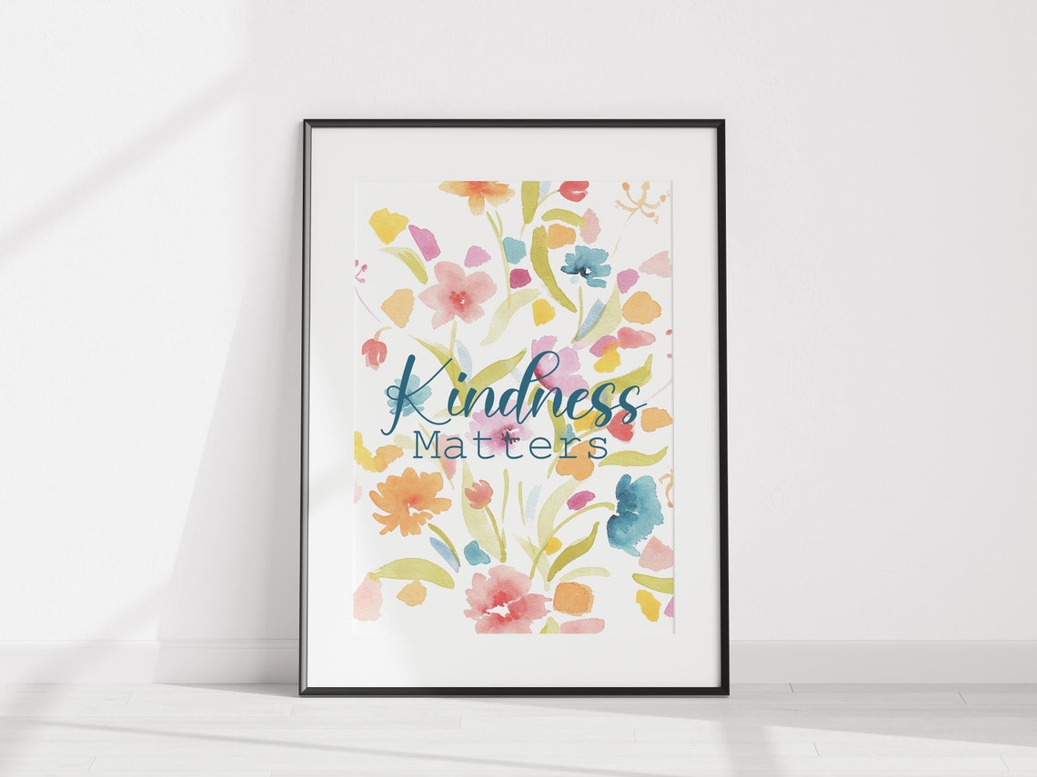 Kindness Matters Inspirational Quote Poster with Watercolor Flowers - Image 2