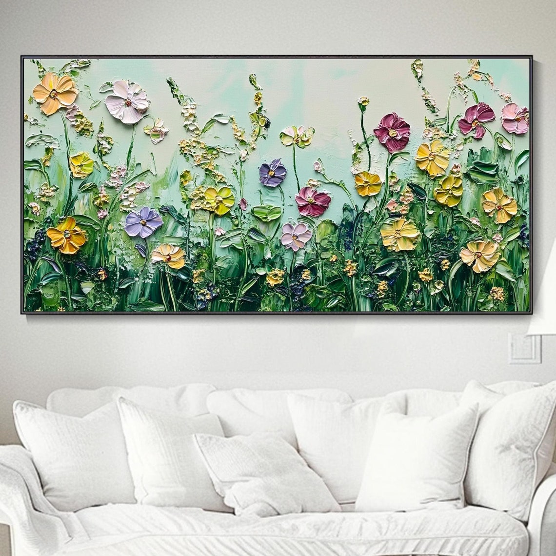 Pastel Wildflowers On Mint Green 3D Textured Spring Floral Poster - Image 4