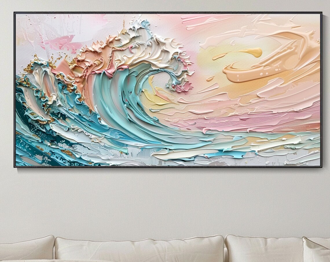 3D Spring Wave Texture Abstract Ocean Art Print