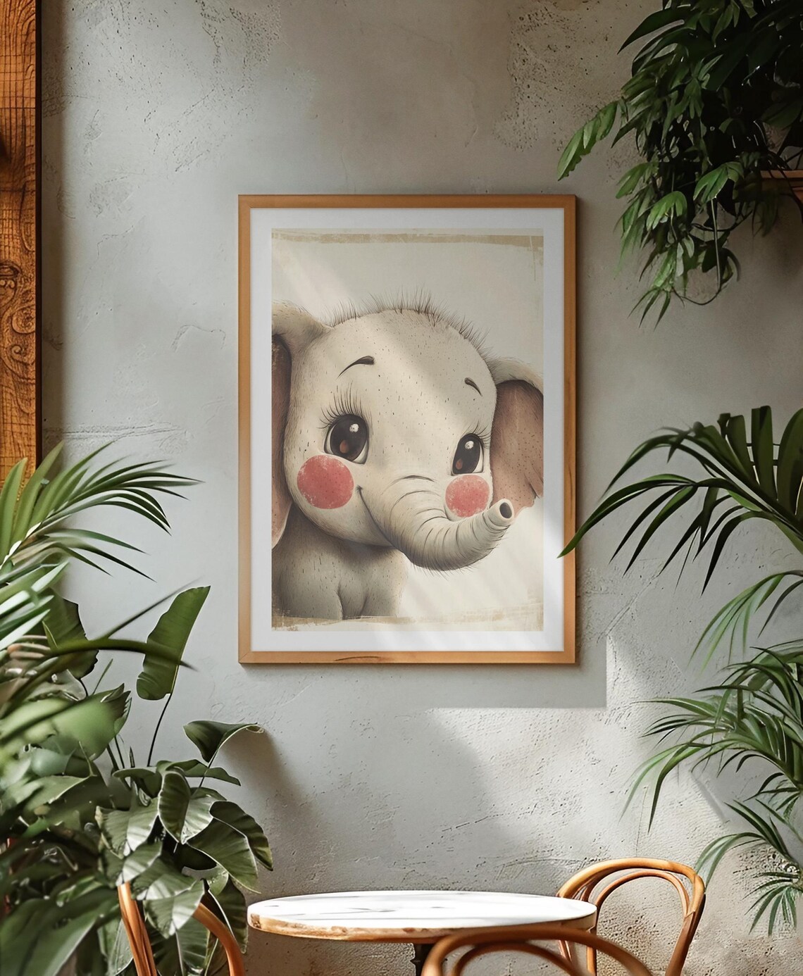 Cute Baby Elephant Nursery Animal Illustration Kids Room Poster