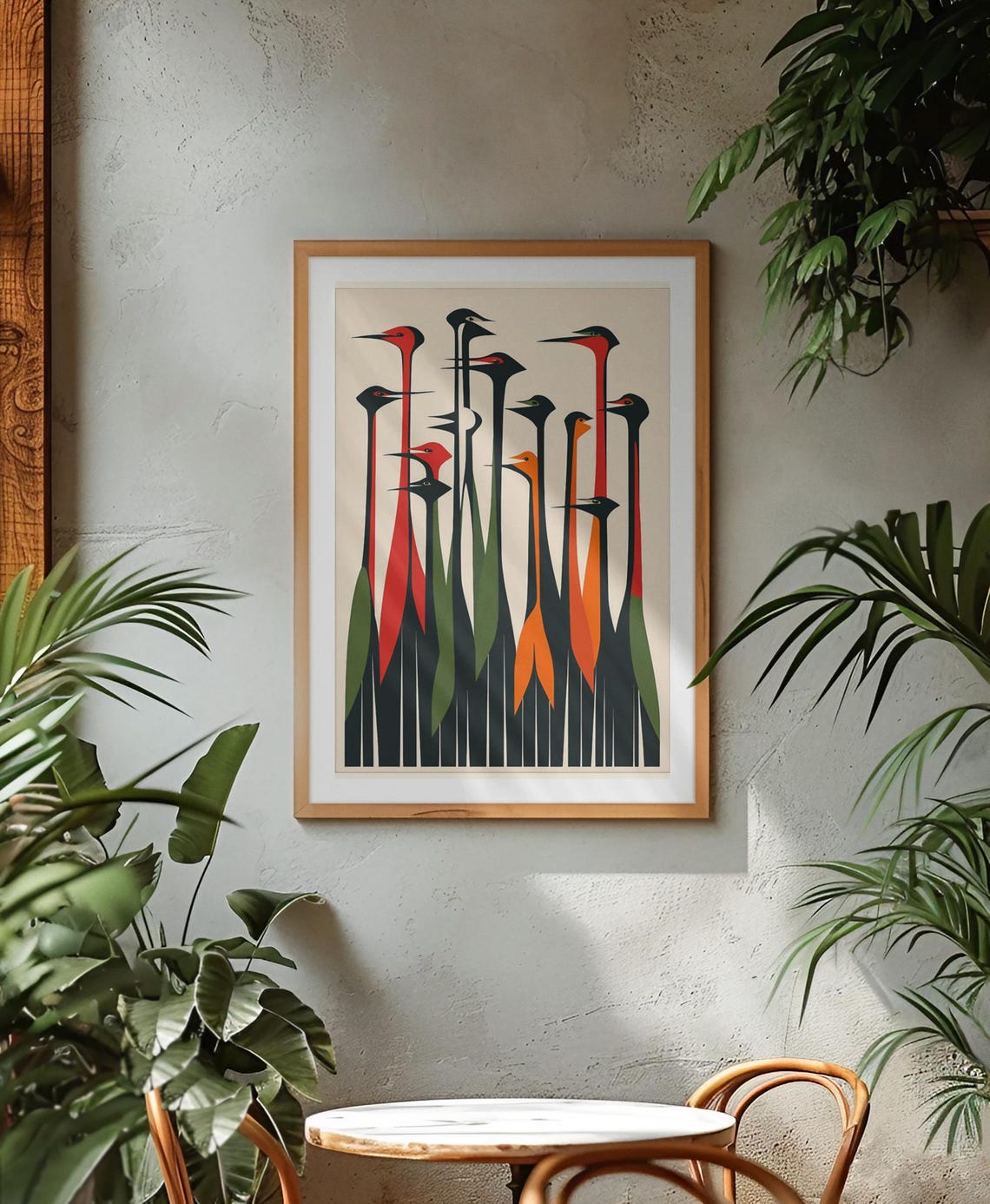 Colorful Geometric Abstract Birds Modern Mid Century Art Poster - Image 4