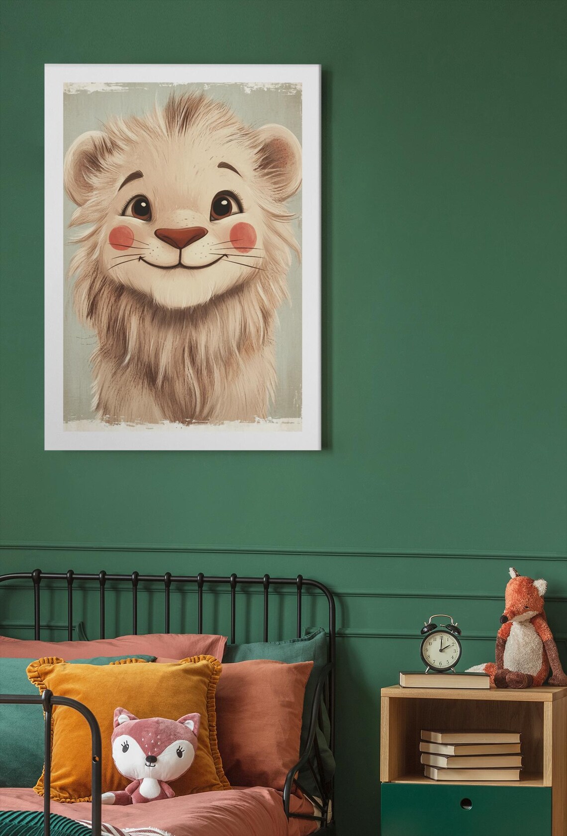 Adorable Fluffy Lion With Big Brown Eyes Nursery Animal Wall Art - Image 2