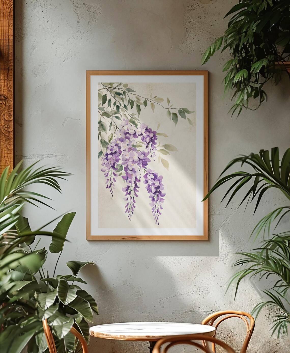 Lavender Wisteria Blossom Cluster Watercolor Romantic Art Poster