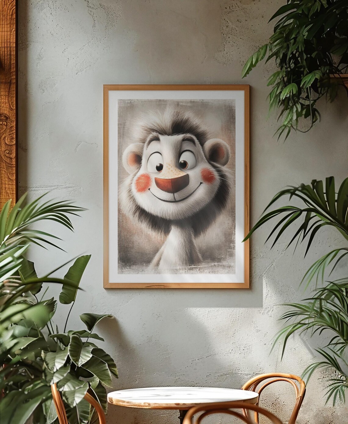 Adorable Grinning Baby Lion Portrait Nursery Safari Animal Poster