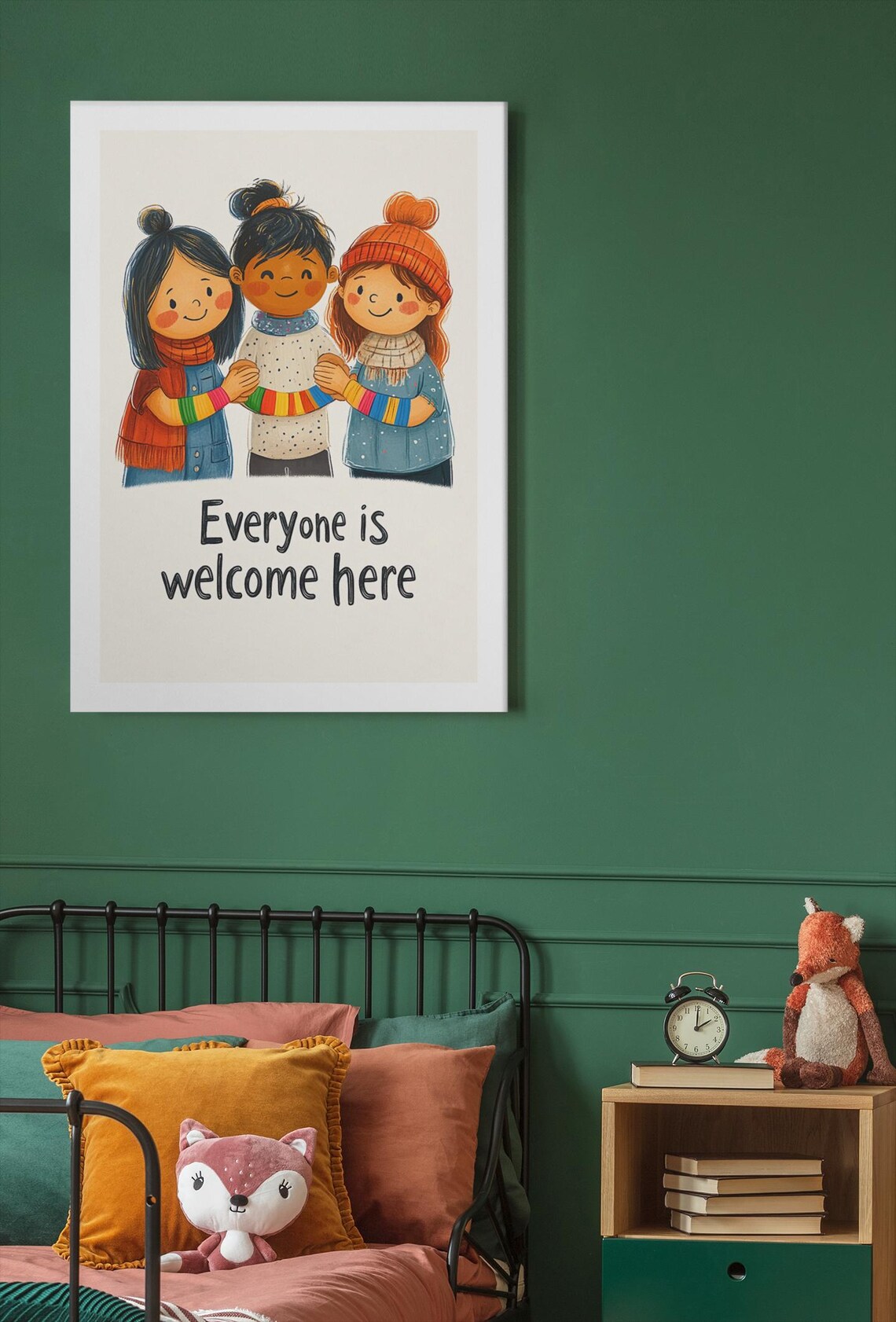 Everyone Is Welcome Here Winter Kids Rainbow Sleeves Nursery Poster - Image 2